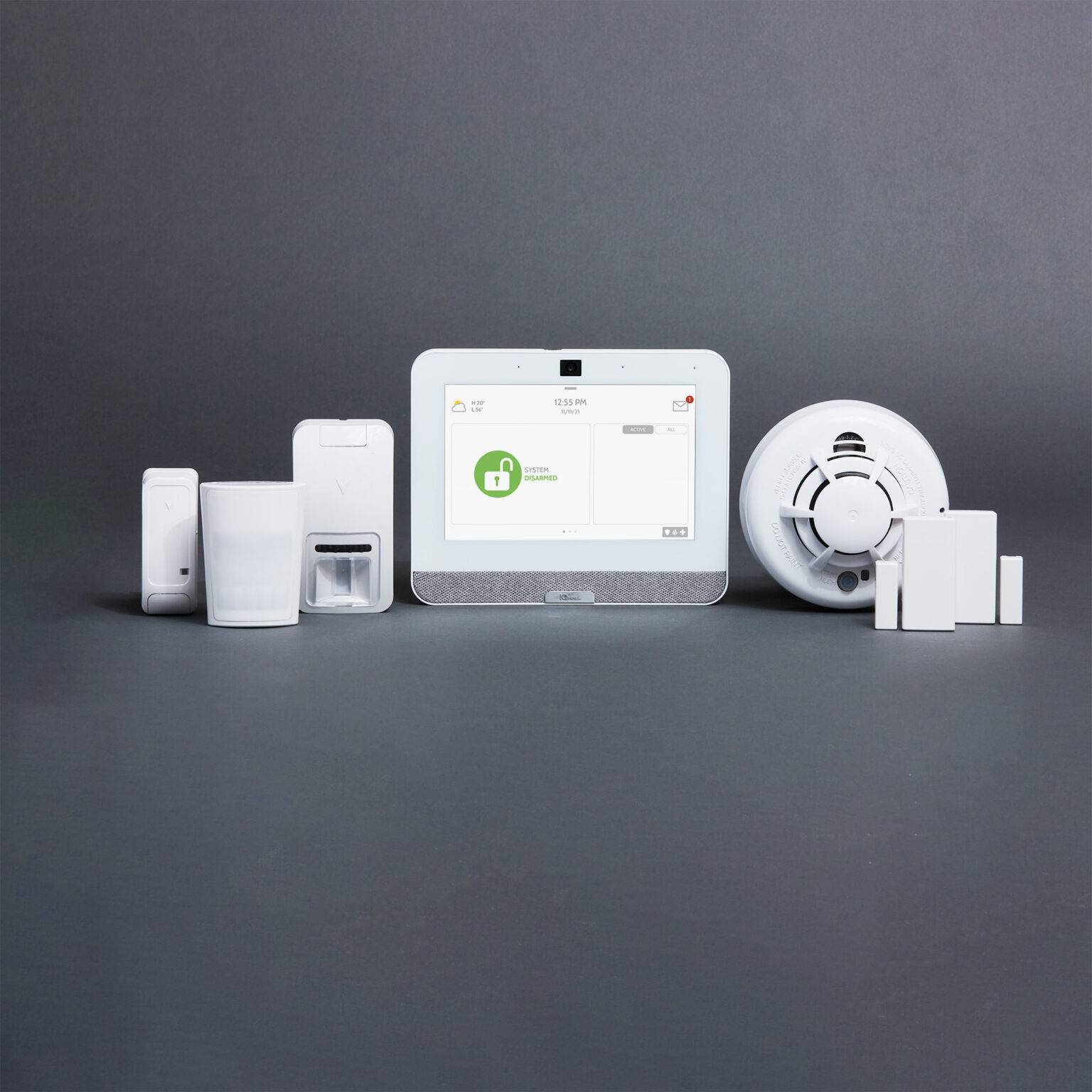IQ Panel 4 security touchscreen with wireless PowerG sensors