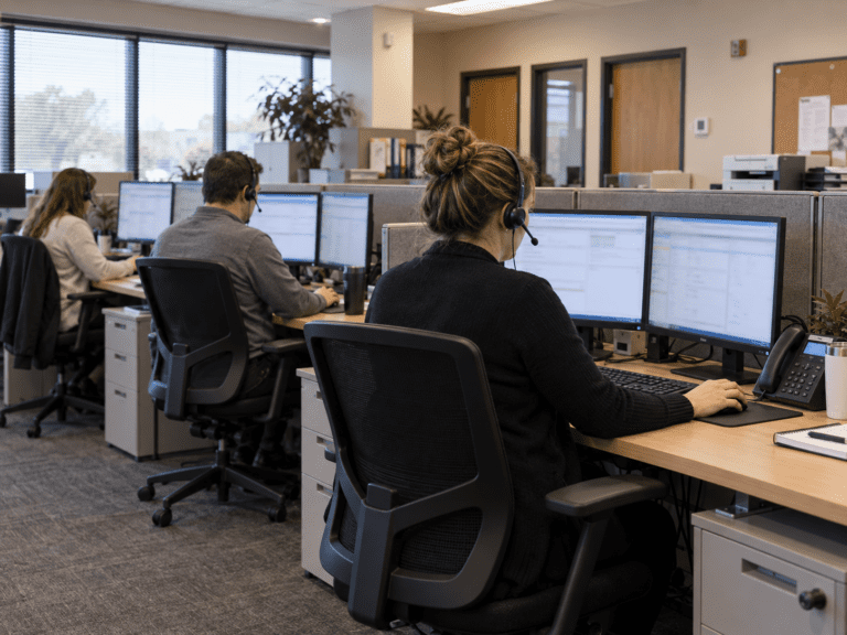 Alarm monitoring team at work managing security systems